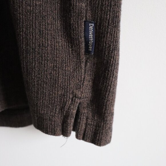 Vntg Denver Hayes Men's Sz L Brown Ribbed‎ V-Neck Pullover Cotton Sweater - Picture 8 of 11